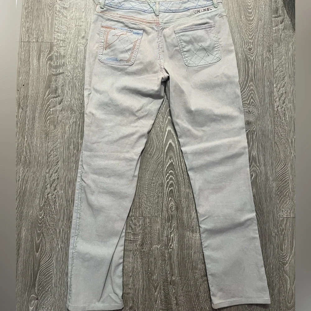 CHANEL Multicolor Embroidered Denim Jeans, Size 44 (Women) P40487V29445